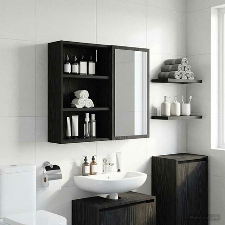Badkamerwandkast Zwarte Eik 40 x 16 x 62,5 cm 1