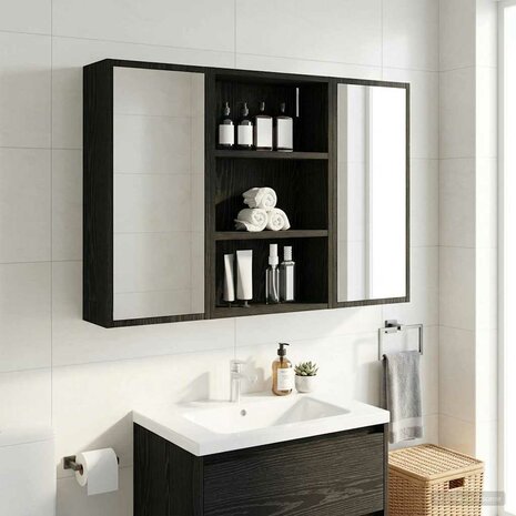Badkamerwandkast Zwarte Eik 40 x 16 x 62,5 cm 5