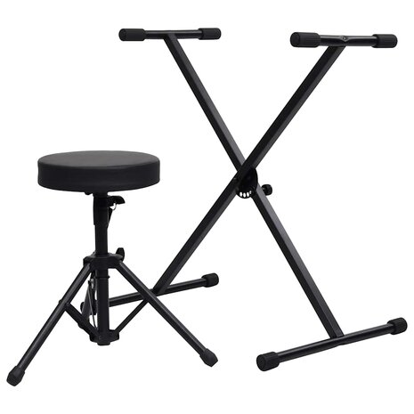 Keyboardstandaard en -kruk zwart 1