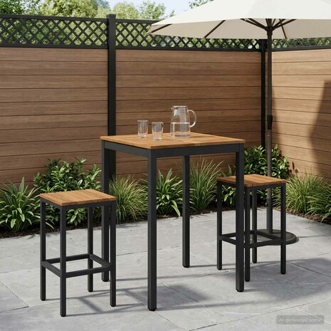 Tuin Bartafel Naturel en Zwart 70 x 68,5 x 105 cm 1