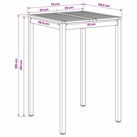 Tuin Bartafel Natuurlijk en Wit 70 x 68,5 x 105 cm 8