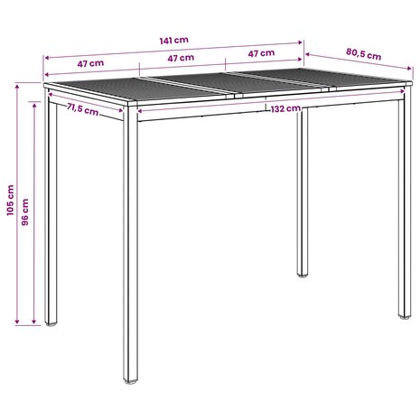 Tuin Bartafel Naturel en Zwart 141 x 80,5 x 105 cm 9