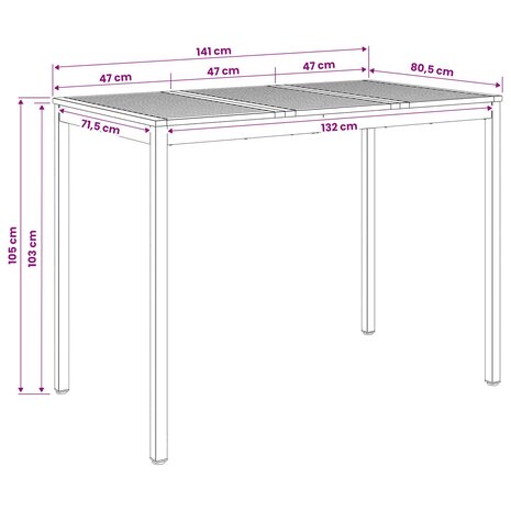 Tuin Bartafel Natuurlijk en Koffie 141 x 80,5 x 105 cm 9