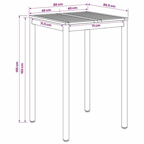 Tuin Bartafel Wit en zwart 80 x 80,5 x 105 cm 8
