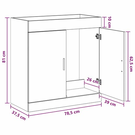 Wastafelkast Sonoma Eiken 78,5 x 37,5 x 81 cm 9
