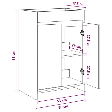 Wastafelkast Gerookt eiken 56 x 37,5 x 81 cm 9
