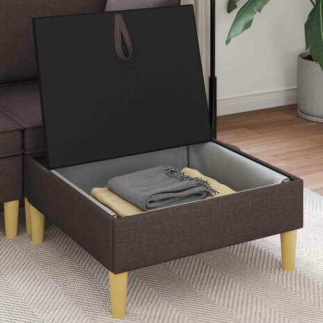 Hocker met Opslag Donkerbruin Stof 3