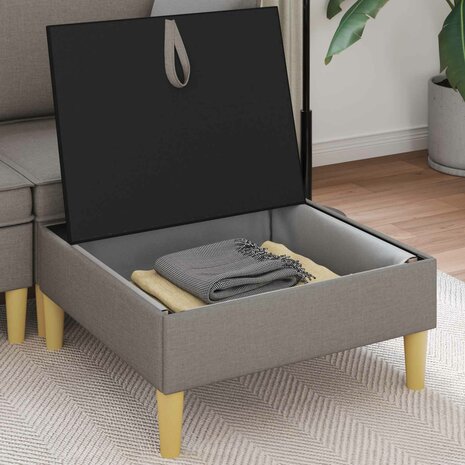 Hocker met Opslag Taupe 70 x 70 x 40 cm Stof 3