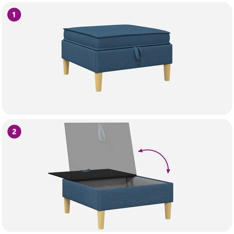Hocker met Opslag Blauw Stof 8
