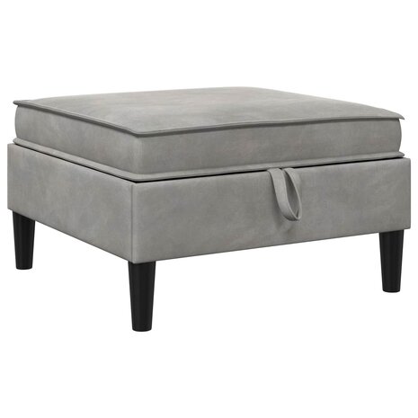 Hocker met Opslag Lichtgrijs Fluweel 2