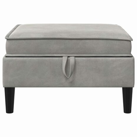 Hocker met Opslag Lichtgrijs Fluweel 4