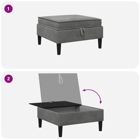 Hocker met Opslag Donkergrijs Fluweel 8