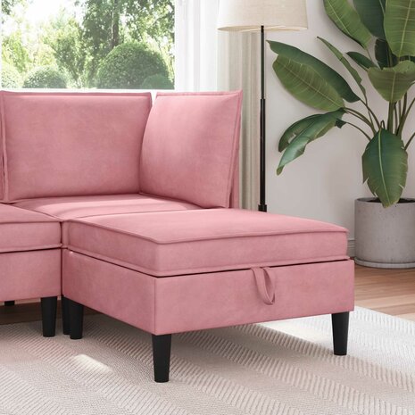 Hocker met Opslag Roze Fluweel 1