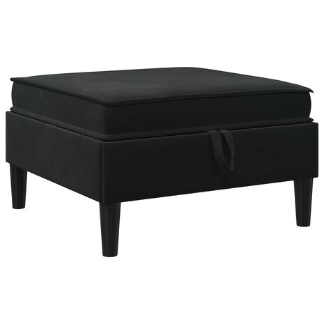 Hocker met Opslag Zwart Fluweel 2
