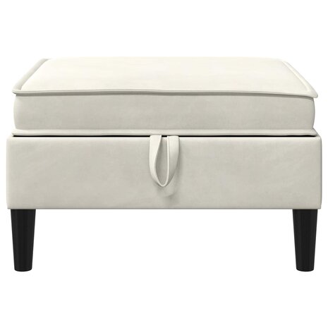 Hocker met Opslag Cr&egrave;mekleurig Fluweel 4