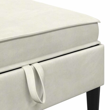 Hocker met Opslag Cr&egrave;mekleurig Fluweel 7