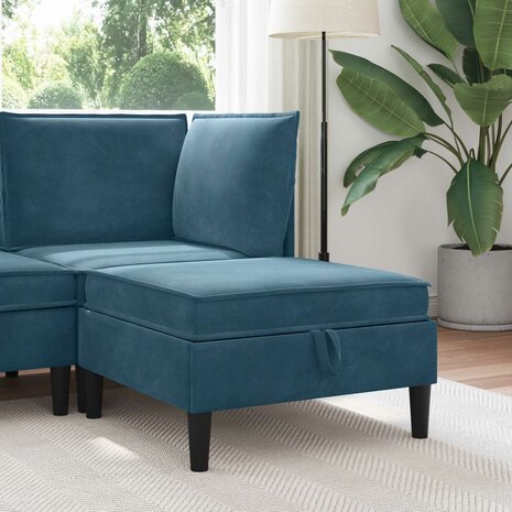Hocker met Opslag Blauw Fluweel 1