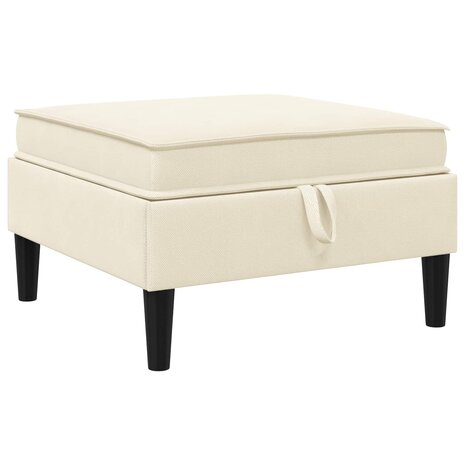 Hocker met Opslag Cr&egrave;mekleurig Fluweel 2