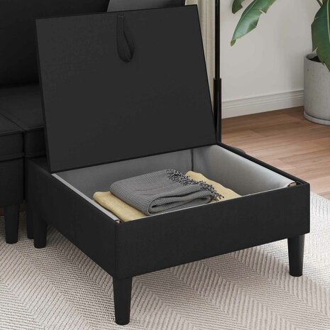 Hocker met Opslag Zwart Fluweel 3