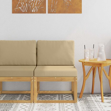 Buiten bankenset Wit en Beige 59 x 63 x 73 cm 1