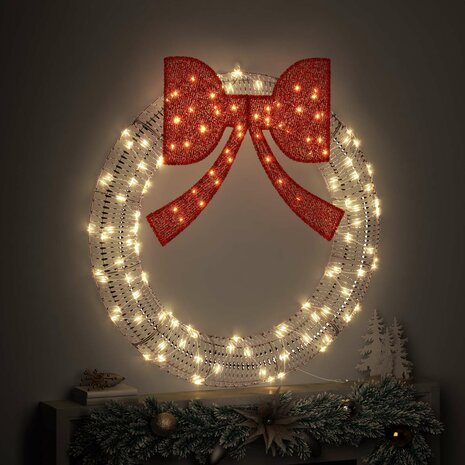 KerstKerstkrans 60 LED's Warmwit 121 x 121 x 10 cm PET 3