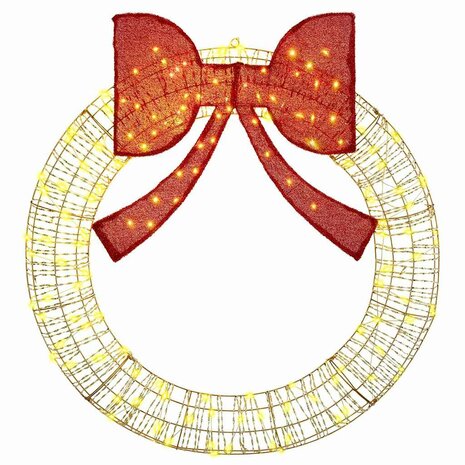 KerstKerstkrans 60 LED's Warmwit 121 x 121 x 10 cm PET 4
