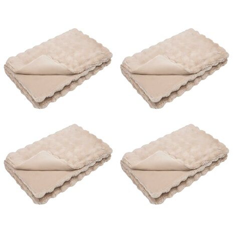Antislip deken van imitatie konijnenbont Olite 4 st Beige 2