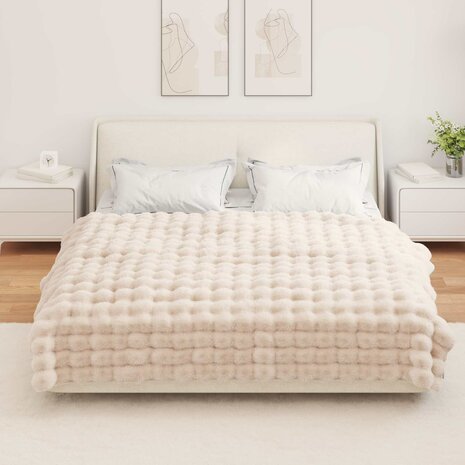 Antislip deken van imitatie konijnenbont Olite 4 st Beige 4