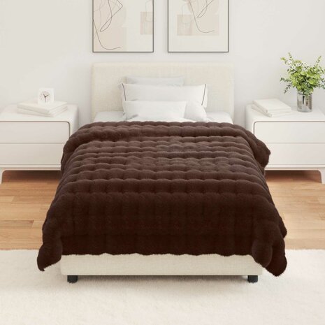 Antislip deken van imitatie konijnenbont Olite Kameel Polyester 4