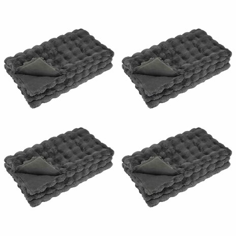 Antislip deken van imitatie konijnenbont Olite 4 st Donkergrijs 2