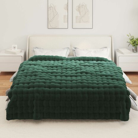 Antislip deken van imitatie konijnenbont Olite Donkergroen 4