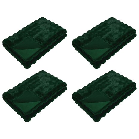 Antislip deken van imitatie konijnenbont Olite 4 st Donkergroen 2