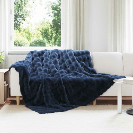 Antislip deken van imitatie konijnenbont Olite Marineblauw 1
