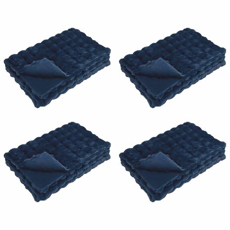Antislip deken van imitatie konijnenbont Olite 4 st Marineblauw 2