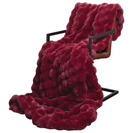 Antislip deken van imitatie konijnenbont Olite Bordeaux Rood 3