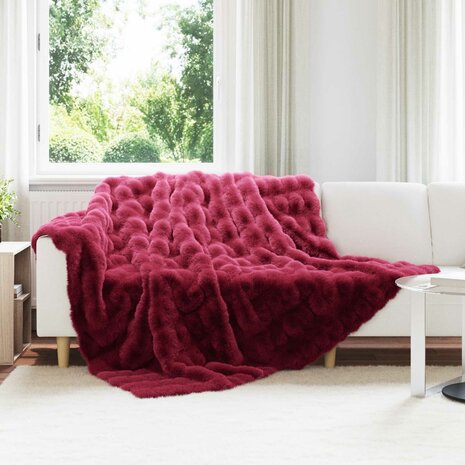 Antislip deken van imitatie konijnenbont Olite Bordeaux Rood 1