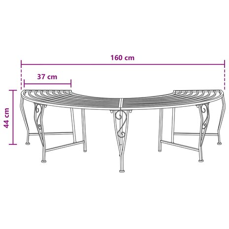 Boombank 4 zitplaatsen 160 x 80 x 44 cm Staal 5