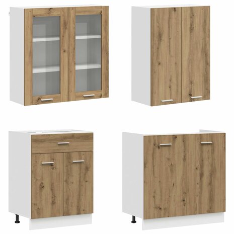 Keukenblok LYON 4 st Artisanaal eiken Bewerkt hout 3