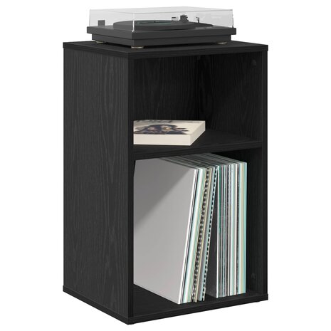 Platenkast Zwart eiken 38 x 33 x 61 cm Bewerkt hout 3