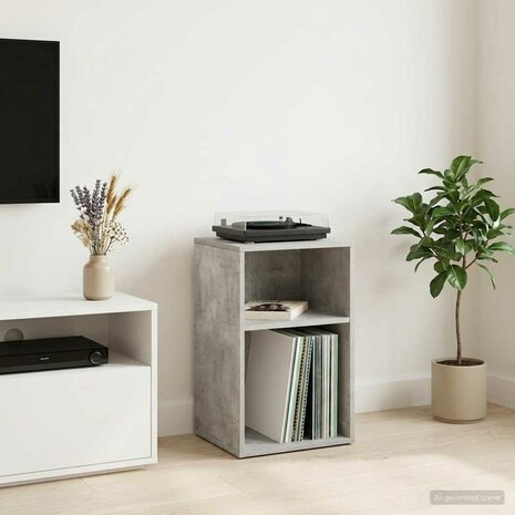 Platenkast Betongrijs 38 x 33 x 61 cm Bewerkt hout 1