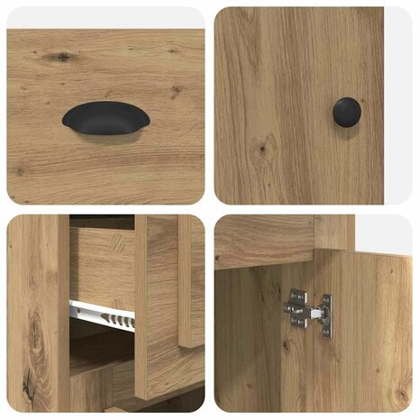 Bijzetkast 40 x 50 x 75 cm Bewerkt hout Artisan Eiken 9