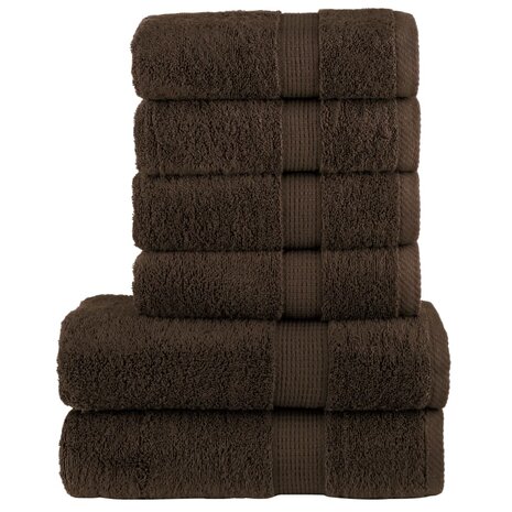 6-delige Handdoekenset SOLUND 600 g/m&sup2; bruin 1