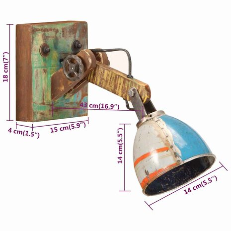 Wandlamp industri&euml;le stijl rond E27 meerkleurig 8