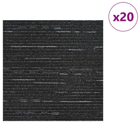 Tapijttegel Gestreept Zwart 50 x 50 cm 20 st PP en Bitumen 3