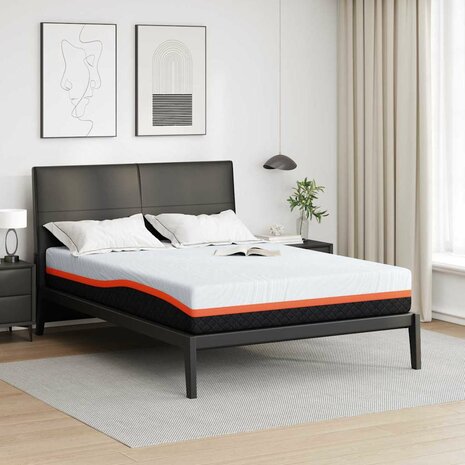Matras Wit en Grijs 140 x 200 cm Jacquard stof 1