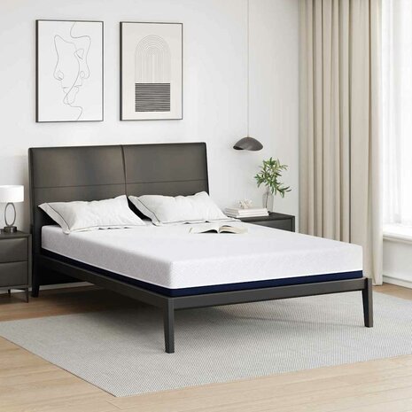 Matras Wit en Blauw 160 x 200 cm Jacquard stof 1