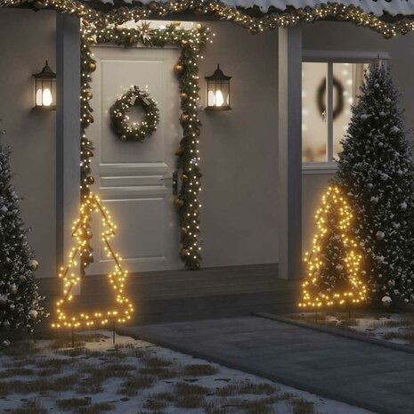 Kerstverlichting kerstboom met grondpinnen 115 LED's 90 cm 1