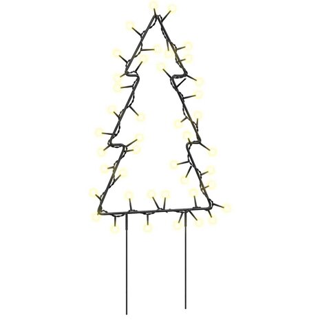Kerstverlichting kerstboom 3 st met grondpinnen 50 LED's 30 cm 2