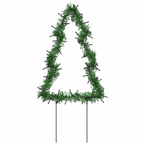 Kerstverlichting kerstboom 3 st met grondpinnen 50 LED's 30 cm 3