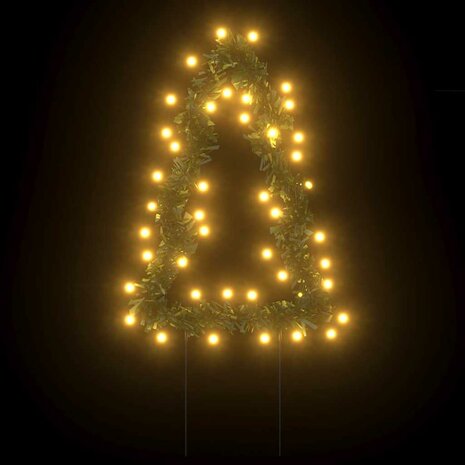 Kerstverlichting kerstboom 3 st met grondpinnen 50 LED's 30 cm 5